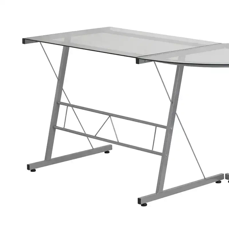 Bureau de jeu d'angle BlackArc avec plateau en verre trempé et cadre en acier thermolaqué
