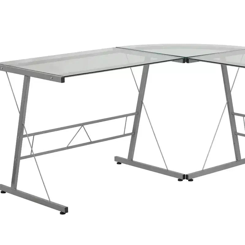 Bureau de jeu d'angle BlackArc avec plateau en verre trempé et cadre en acier thermolaqué