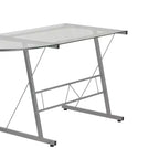Bureau de jeu d'angle BlackArc avec plateau en verre trempé et cadre en acier thermolaqué