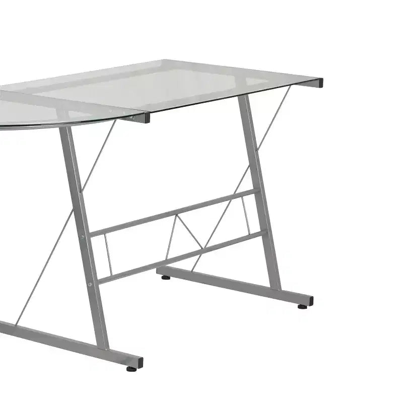 Bureau de jeu d'angle BlackArc avec plateau en verre trempé et cadre en acier thermolaqué