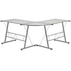 Bureau de jeu d'angle BlackArc avec plateau en verre trempé et cadre en acier thermolaqué