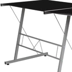 Bureau de jeu d'angle BlackArc avec plateau en verre trempé et cadre en acier thermolaqué