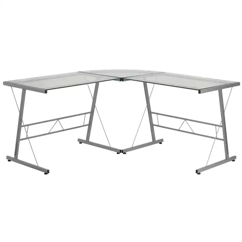 Bureau de jeu d'angle BlackArc avec plateau en verre trempé et cadre en acier thermolaqué
