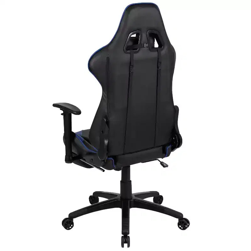 Sedia gaming reclinabile BlackArc in similpelle – Braccioli girevoli regolabili in altezza, poggiapiedi estraibile, cuscini poggiatesta e lombare