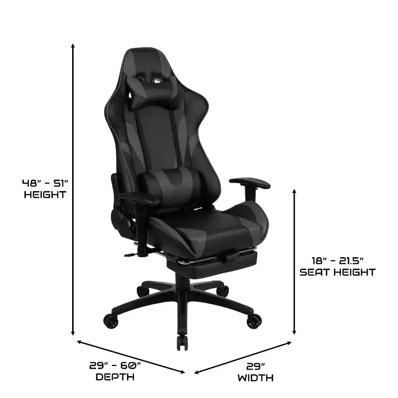 Sedia gaming reclinabile BlackArc in similpelle – Braccioli girevoli regolabili in altezza, poggiapiedi estraibile, cuscini poggiatesta e lombare