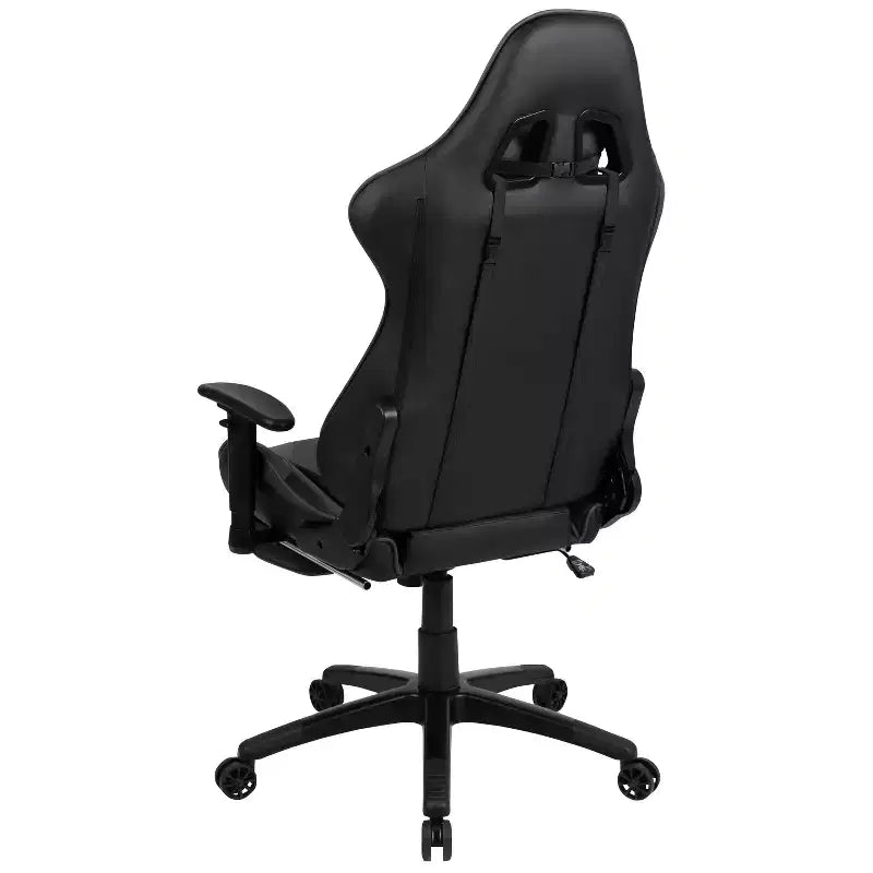 Sedia gaming reclinabile BlackArc in similpelle – Braccioli girevoli regolabili in altezza, poggiapiedi estraibile, cuscini poggiatesta e lombare