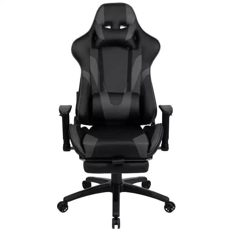 Sedia gaming reclinabile BlackArc in similpelle – Braccioli girevoli regolabili in altezza, poggiapiedi estraibile, cuscini poggiatesta e lombare
