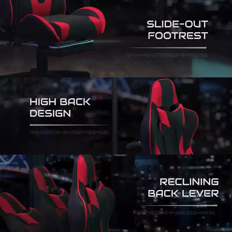 Sedia gaming reclinabile BlackArc in similpelle – Braccioli girevoli regolabili in altezza, poggiapiedi estraibile, cuscini poggiatesta e lombare