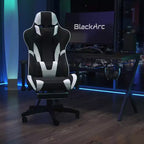 Sedia gaming reclinabile BlackArc in similpelle – Braccioli girevoli regolabili in altezza, poggiapiedi estraibile, cuscini poggiatesta e lombare