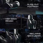 Sedia gaming reclinabile BlackArc in similpelle – Braccioli girevoli regolabili in altezza, poggiapiedi estraibile, cuscini poggiatesta e lombare