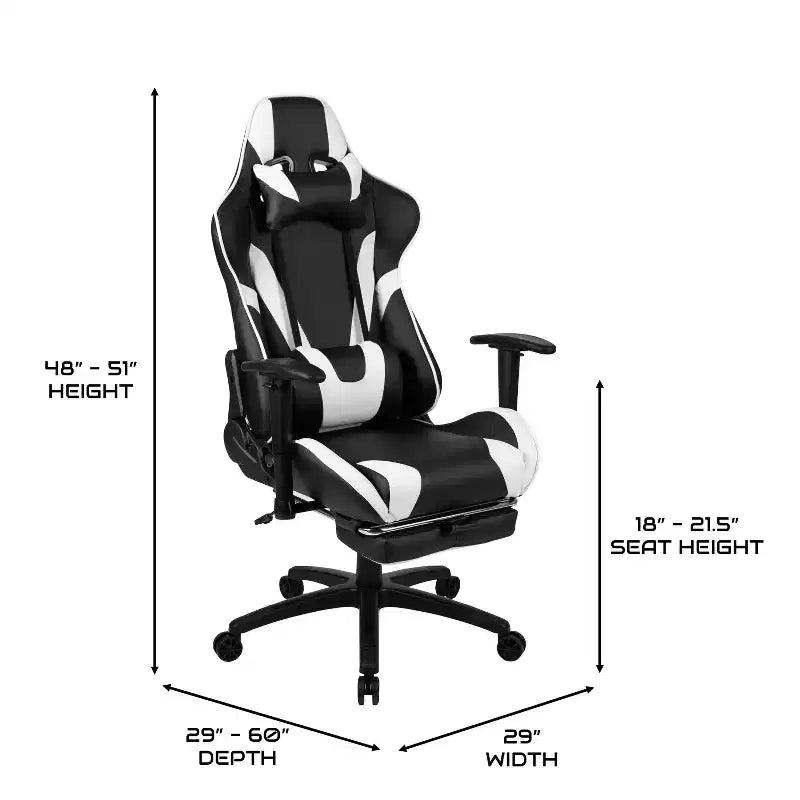 Sedia gaming reclinabile BlackArc in similpelle – Braccioli girevoli regolabili in altezza, poggiapiedi estraibile, cuscini poggiatesta e lombare