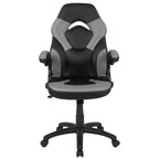 Chaise de jeu à dossier haut BlackArc en similicuir, siège pivotant réglable en hauteur et accoudoirs rembourrés relevables