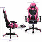 Sedia Gaming Massaggiante Costway, Poltrona da Ufficio Reclinabile con Poggiapiedi Bianca\Blu\Rosa\Rossa