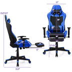 Sedia Gaming Massaggiante Costway, Poltrona da Ufficio Reclinabile con Poggiapiedi Bianca\Blu\Rosa\Rossa