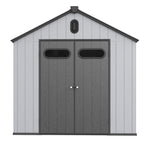 Abri de jardin en résine plastique tout temps avec plancher, dimensions : 1,83 m x 1,22 m / 1,83 m x 2,44 m / 2,44 m x 1,83 m / 2,44 m x 3,05 m.