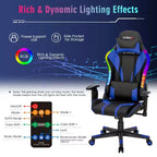 Chaise de jeu Costway pivotante réglable avec lumières LED dynamiques