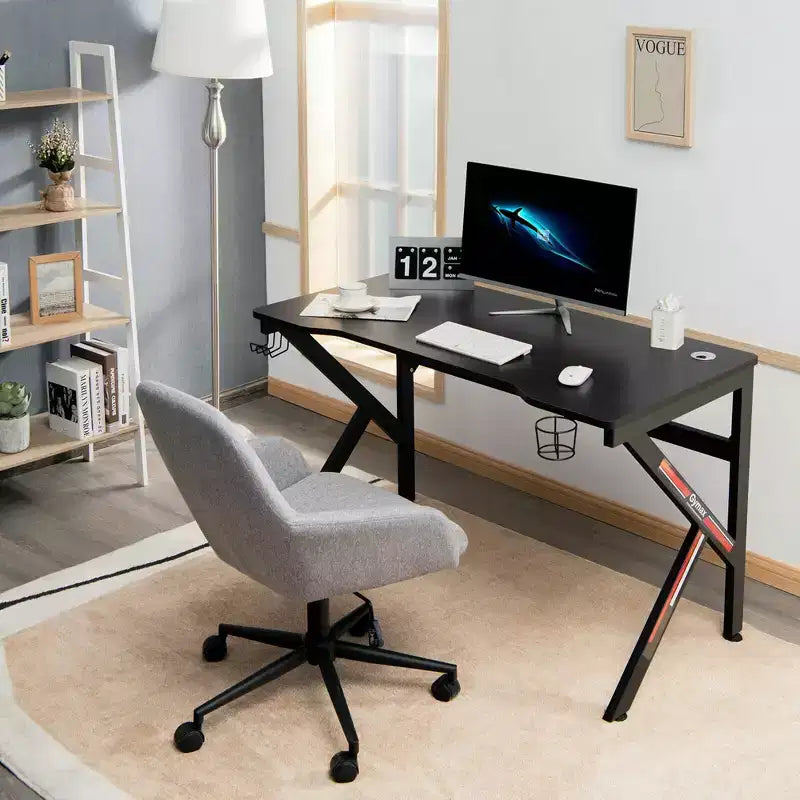 Bureau de jeu en forme de K Costway 48 pouces avec porte-gobelet et crochet pour casque