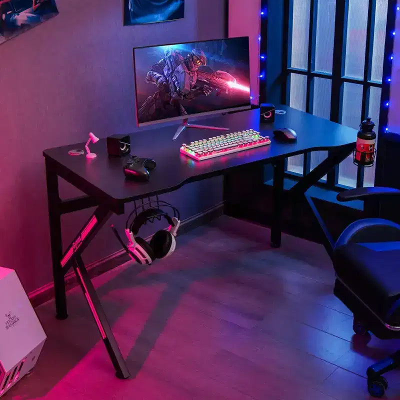 Bureau de jeu en forme de K Costway 48 pouces avec porte-gobelet et crochet pour casque