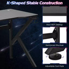 Bureau de jeu en forme de K Costway 48 pouces avec porte-gobelet et crochet pour casque