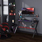 HOMCOM Bureau de gamer 120 cm avec support d'écran, porte-gobelet rotatif et crochet pour casque, pour maison et bureau, noir