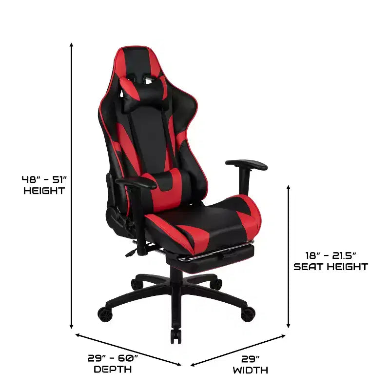 Ensemble chaise et bureau de jeu BlackArc Echo : Chaise de jeu inclinable en similicuir noir et rouge ; Bureau de jeu avec crochet pour casque et porte-gobelet