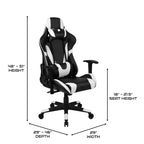 Configuration de jeu BlackArc Delta : Chaise inclinable avec support lombaire et appui-tête ; Bureau avec support casque/porte-gobelet détachable et support d'écran
