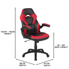 Pack Alpha BlackArc avec bureau et chaise de gaming : Chaise haute noir et rouge avec accoudoirs ; Bureau rouge et noir avec crochet pour casque/porte-gobelet