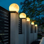 Lampe de poteau en résine à motif de globe lunaire jaune