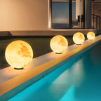 Lampe de poteau en résine à motif de globe lunaire jaune