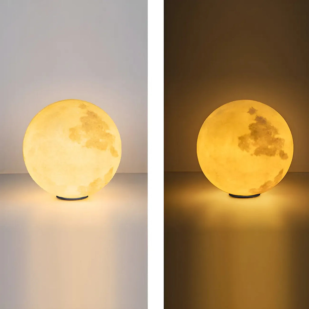 Lampe de poteau en résine à motif de globe lunaire jaune