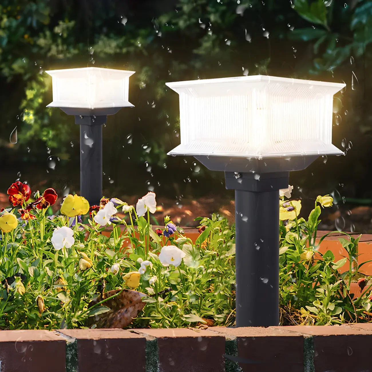 Lampes solaires d'extérieur géométriques transparentes à 3 couleurs