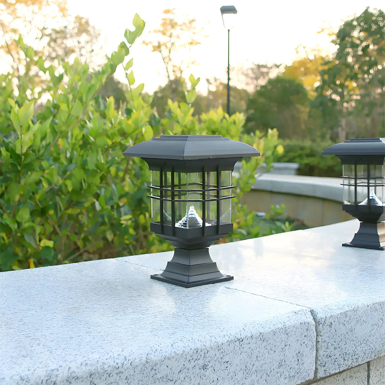 Lampes solaires d'extérieur rectangulaires noires et transparentes