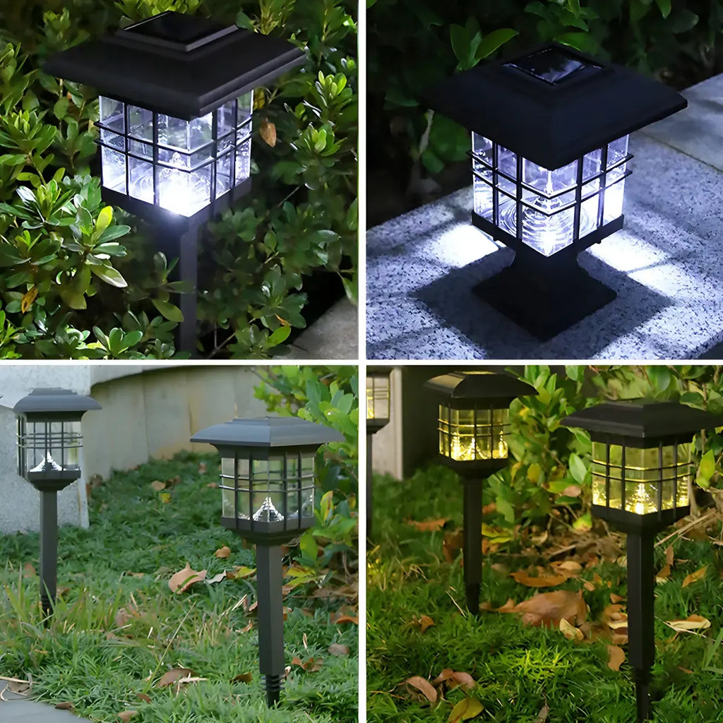 Lampes solaires d'extérieur rectangulaires noires et transparentes