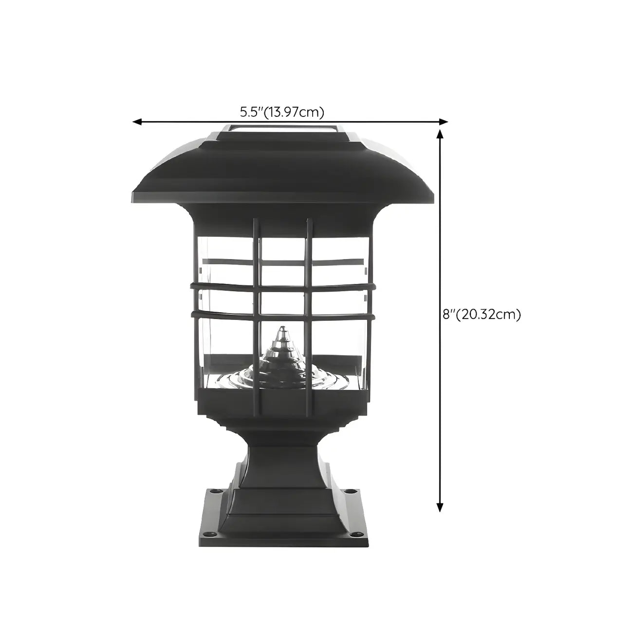 Lampes solaires d'extérieur rectangulaires noires et transparentes