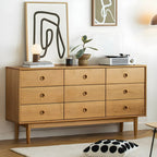 Commode double nordique en bois de cerisier naturel avec tiroirs