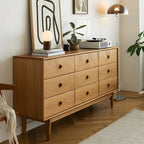 Commode double nordique en bois de cerisier naturel avec tiroirs