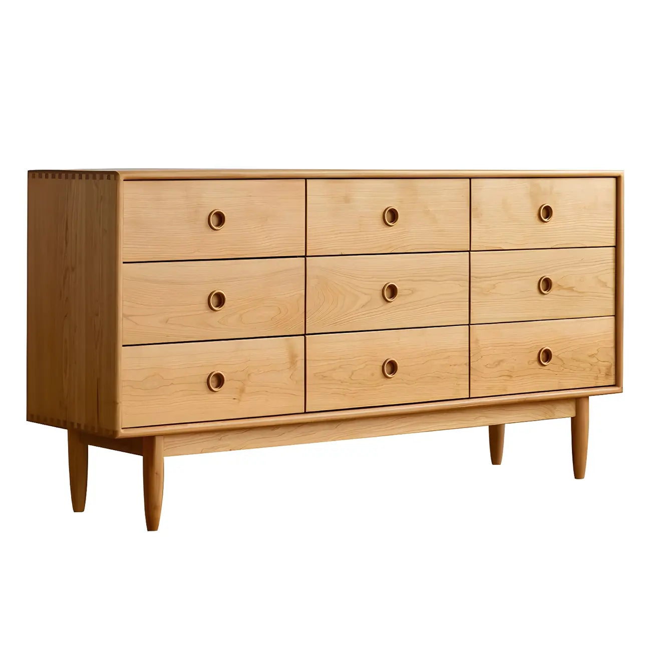 Commode double nordique en bois de cerisier naturel avec tiroirs