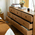 Commode double nordique en bois de cerisier naturel avec tiroirs