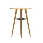 Table de bar ronde moderne en bambou, hauteur comptoir