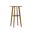 Table de bar ronde moderne en bambou, hauteur comptoir