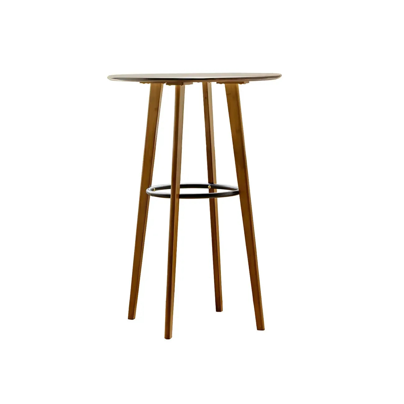 Table de bar ronde moderne en bambou, hauteur comptoir