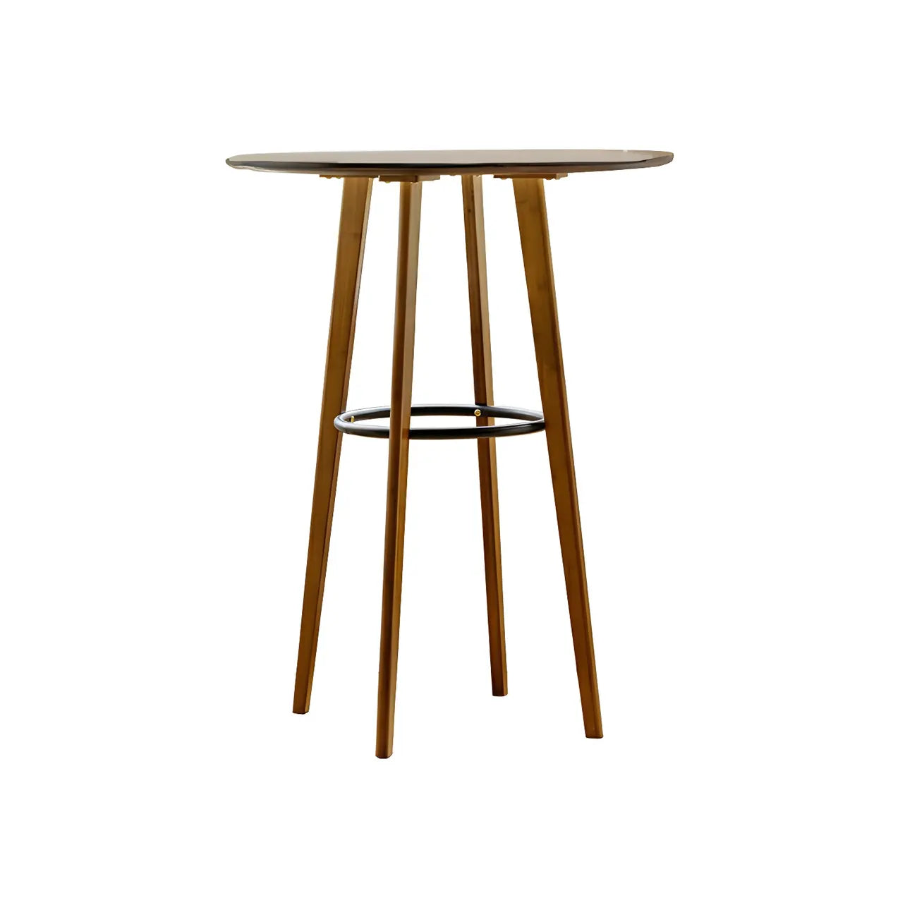 Table de bar ronde moderne en bambou, hauteur comptoir