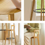 Table de bar ronde moderne en bambou, hauteur comptoir