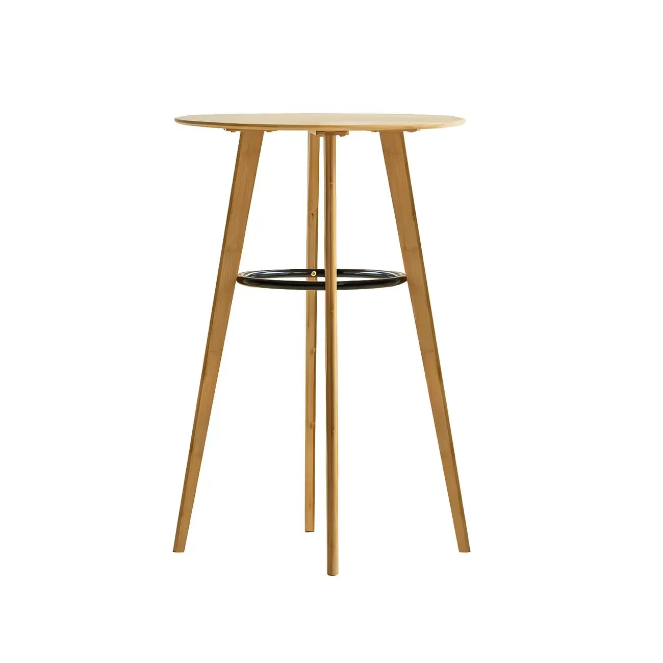 Table de bar ronde moderne en bambou, hauteur comptoir