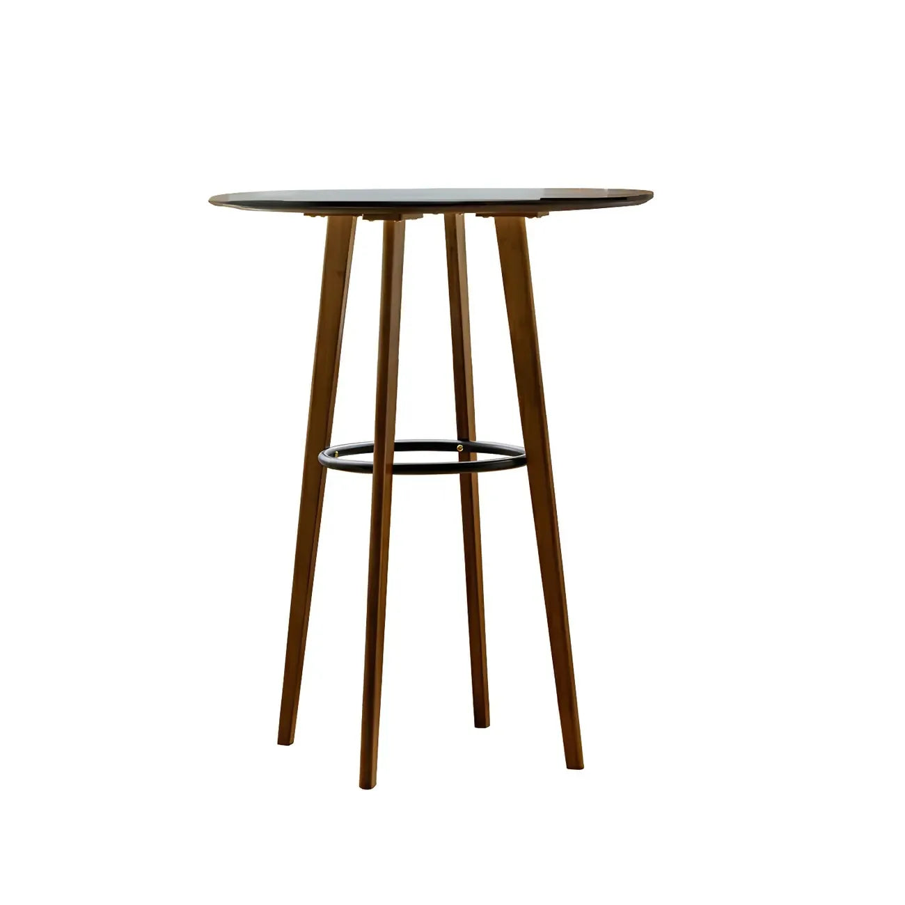 Table de bar ronde moderne en bambou, hauteur comptoir