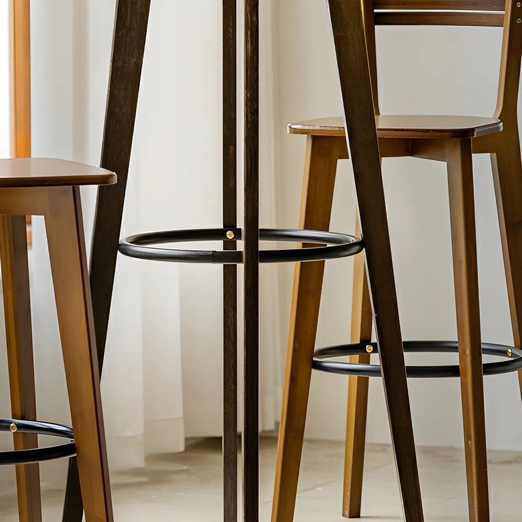 Table de bar ronde moderne en bambou, hauteur comptoir