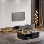 Meuble TV extensible en noyer avec 3 tiroirs