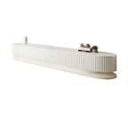 Meuble TV moderne en bois blanc, long et cannelé, avec tiroirs (79 pouces)