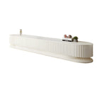 Meuble TV moderne en bois blanc, long et cannelé, avec tiroirs (79 pouces)