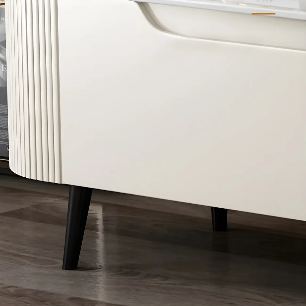 Mobile TV 71" con ripiani e cassetti in legno beige e vetro
